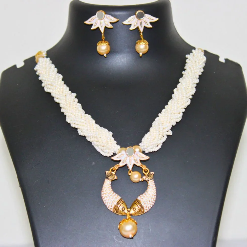 COPY - Gold Necklace with Pearl Beads Off White Pearl Necklace Jewellery for Wo… - Picture 1 of 2